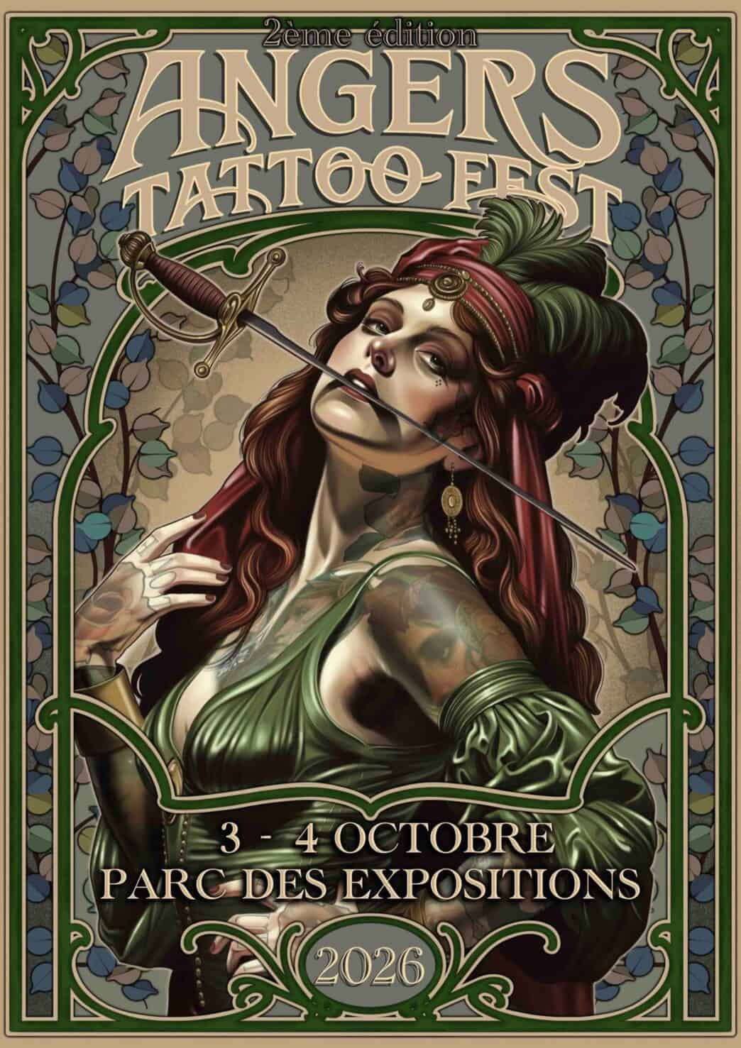 Affiche de la deuxième édition de l’Angers Tattoo Fest organisée les 3 et 4 octobre 2026