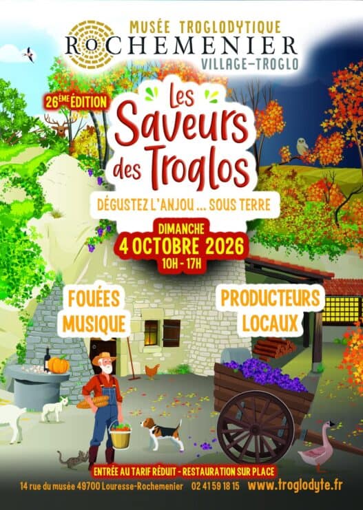 Affiche de la 26e édition des Saveurs des Troglos d’automne au Musée Troglo de Rochemenier