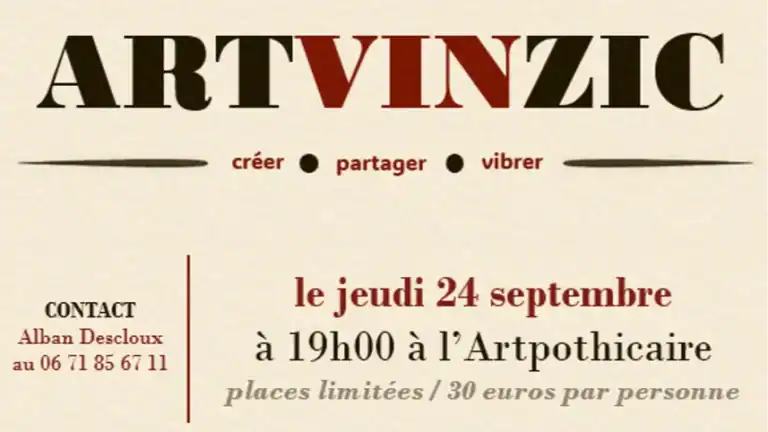 Événement passé : Soirée ArtVinZic : Découverte de la galerie, dégustation de vin et musique