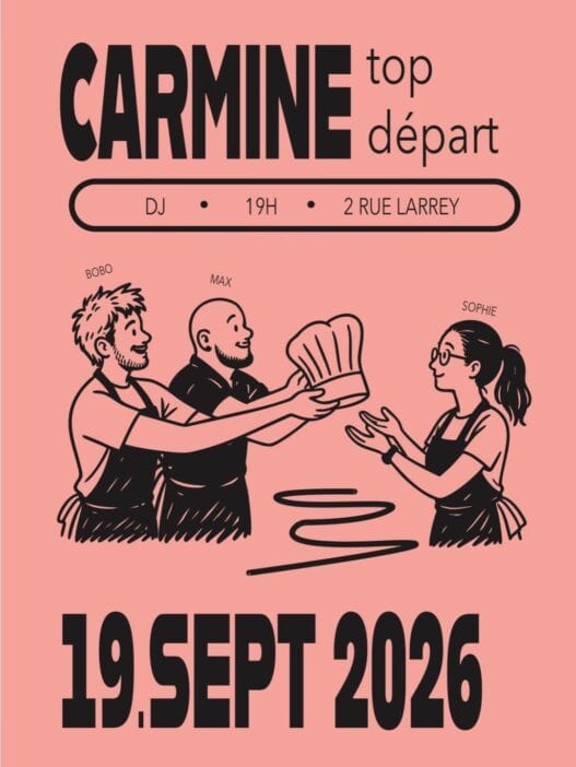 Affiche illustrée de la soirée Top départ chez Carmine à Angers le 19 septembre 2026