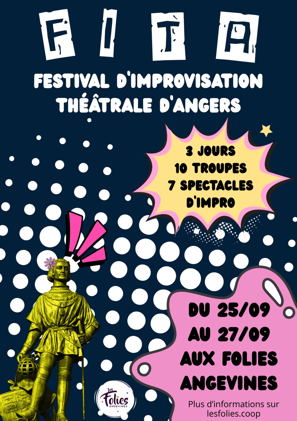 Spectacle d’improvisation théâtrale aux Folies Angevines pendant le FITA 2026