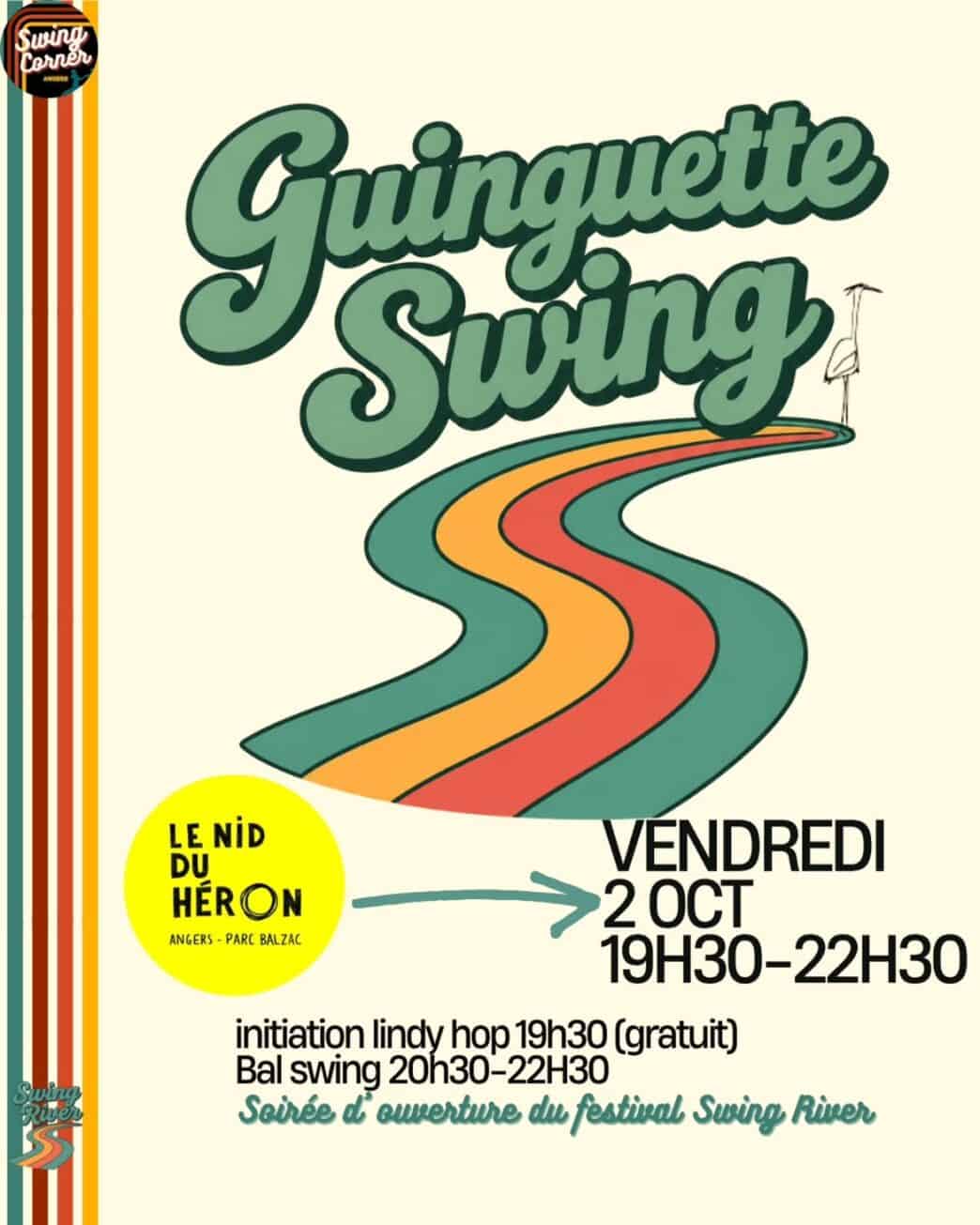 Affiche de la Guinguette Swing au Nid du Héron à Angers le 2 octobre 2026