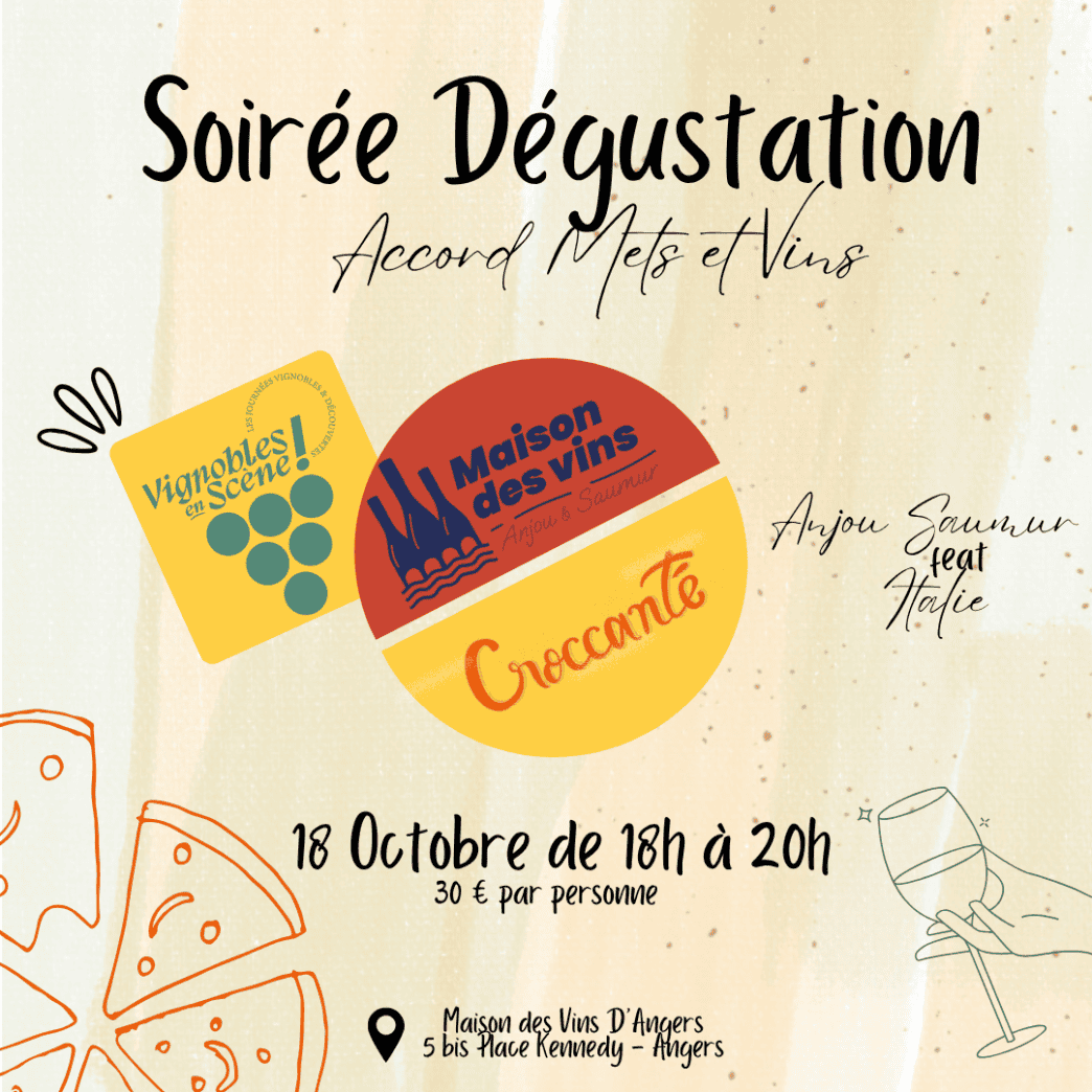 Dégustation Accord mets Italien & vins Anjou et Saumur 18 octobre